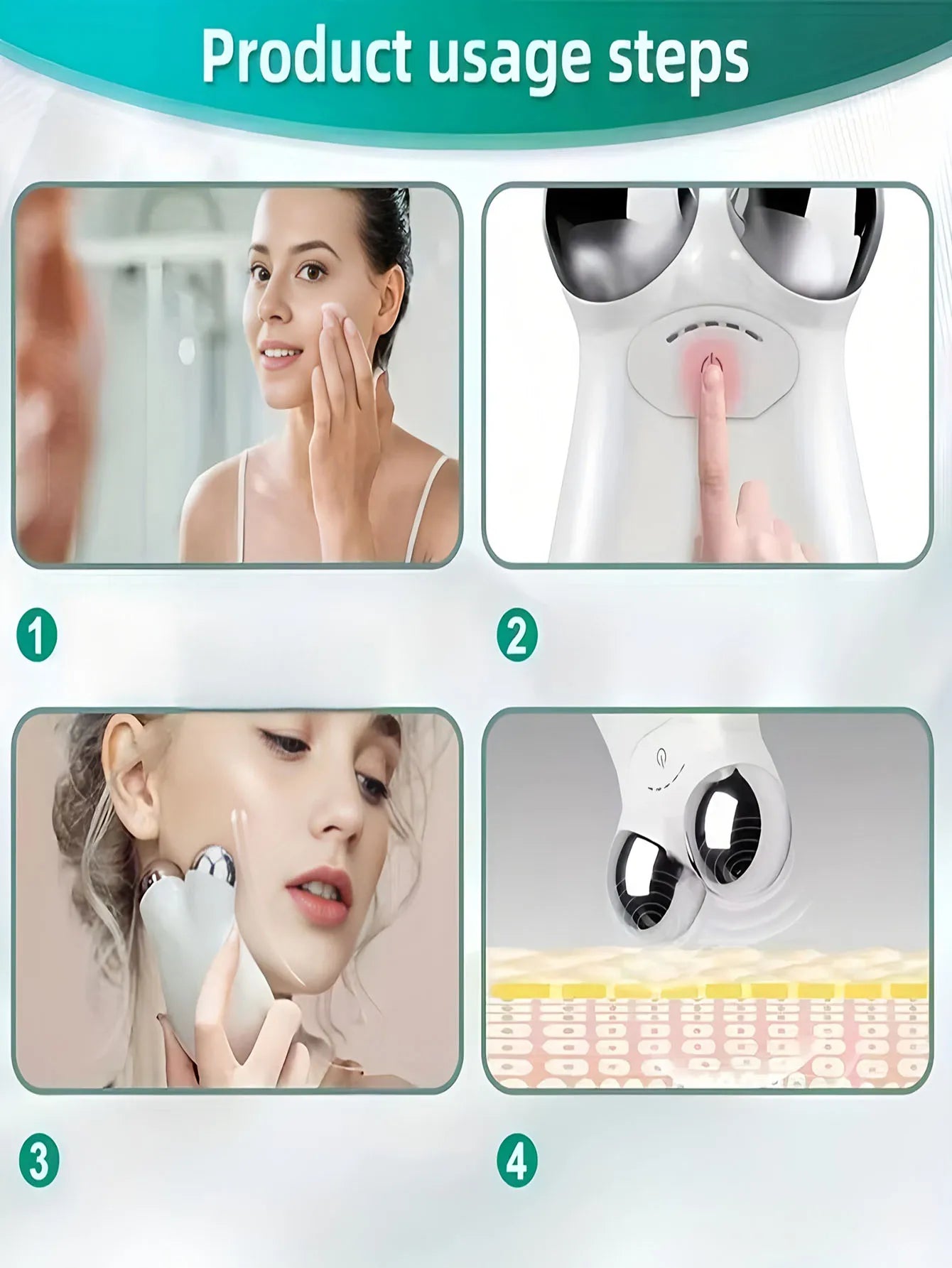 EMS Microcurrent Face Massage Stainless Steel Double Head RF Therapy Massager Skin Lifting Firming Beauty Device